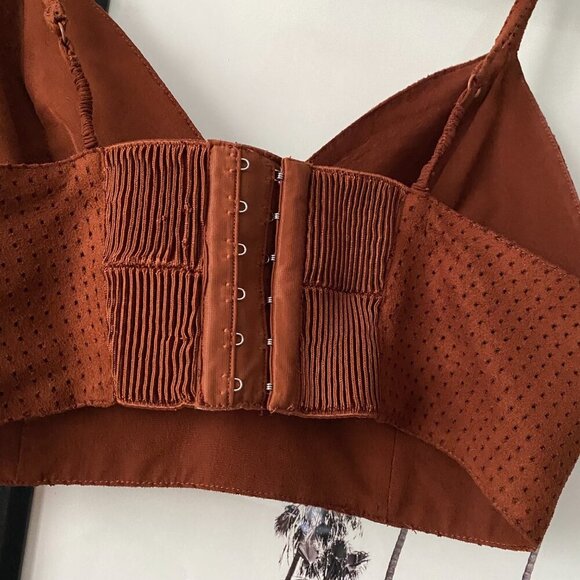 Forever 21 | EUC Faux Suede Rust Brown Perforated Adjustable Bralette Size Small - Picture 6 of 9